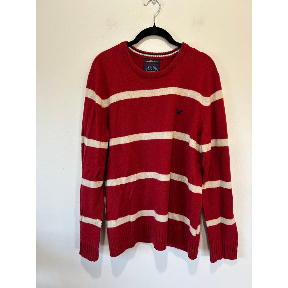 y2k 90s American Eagle mens wool blend sweater size L red white stripe